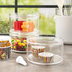 STORi Bella Stackable Clear Plastic Container (Set of 3) Round Vanity Storage Organizers with Lids for Hair Accessories & Bea