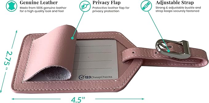 Personalized Monogrammed Leather Luggage Tags - 2 Pack