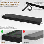 Fun Memories Floating Shelves for Wall, 32Inch Floating Shelves Set of 2, Hanging Shelf with Invisible Brackets, Wood Shelves