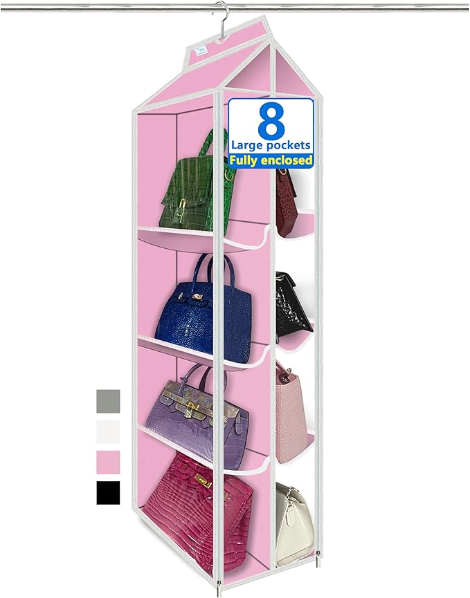 Purse Organizer for Closet, with Zippered-Dustproof, Purse Organizer, Designed for Oversized Wallets & Holds 8-16 Purses, Han