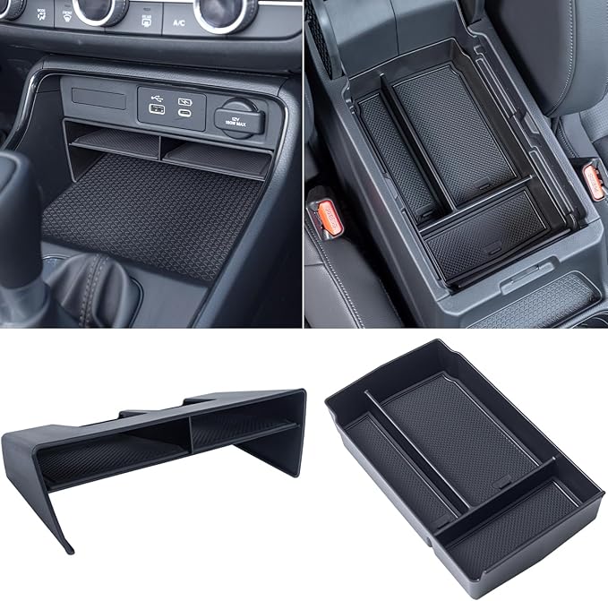 PIMCAR 2PCS Center Console Organizer and Armrest Tray for Honda CRV 2026 2025 2024 2023 CR-V Hybrid Accessories ABS Plastic Material Insert Divider Storage Box