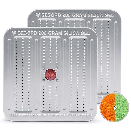 200 Gram 2 Pack Gun Safe Dehumidifier, Reusable Silica Gel Dehumidifier, Indicating Silica Gel Desiccant Canister (Orange to 