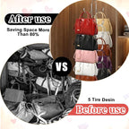 4 Pack Purse Organizer for Closet, Purse Hanger with 10 Big Hooks, 360 Degree Rotation Bag Holder for Organizer Display, Fold