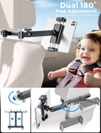 eSamcore Headrest Tablet Holder for car, Back Seat [3 in 1 Extension Arm] Fit iPad Car Mount Road Trip Essentials for Kid Backseat Car Accessories for 4.7"-11" iPad Pro, Air, Mini, Fire HD Tablet