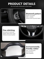 Cxtiy Genuine Leather Steering Wheel Cover, Premium Black Soft Perforated Breathable, Fits 15.5-16 Inch Wheels