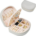 ProCase Travel Size Jewelry Box, Medium Portable Seashell-Shaped Jewelry Case, 2 Layer Mini Jewelry Organizer in PU Leather f