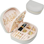 ProCase Travel Size Jewelry Box, Medium Portable Seashell-Shaped Jewelry Case, 2 Layer Mini Jewelry Organizer in PU Leather f