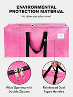 12 Pack Large Strong Moving Bags with Zippers & Carrying Handles - Water-Resistant - Heavy Duty Storage Tote for Space Saving