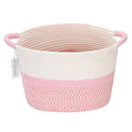 Hinwo Oval Cotton Rope Storage Basket Collapsible Nursery Storage Box Container Organizer with Handles, 13 x 10 inches, Off W