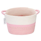 Hinwo Oval Cotton Rope Storage Basket Collapsible Nursery Storage Box Container Organizer with Handles, 13 x 10 inches, Off W