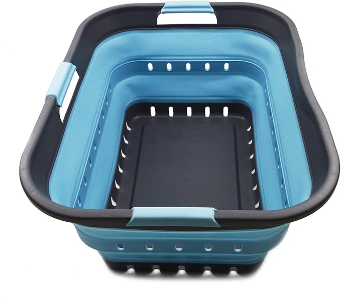 SAMMART 42L (11 gallon) Collapsible Plastic Laundry Basket - Foldable Pop Up Storage Container/Organizer - Space Saving Hampe