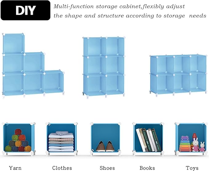 AWTATOS Cube Storage Organizer Protable Closet Organizers and Storage for Kids DIY Stackable 6 Cubes Storage Shelves Clothes 