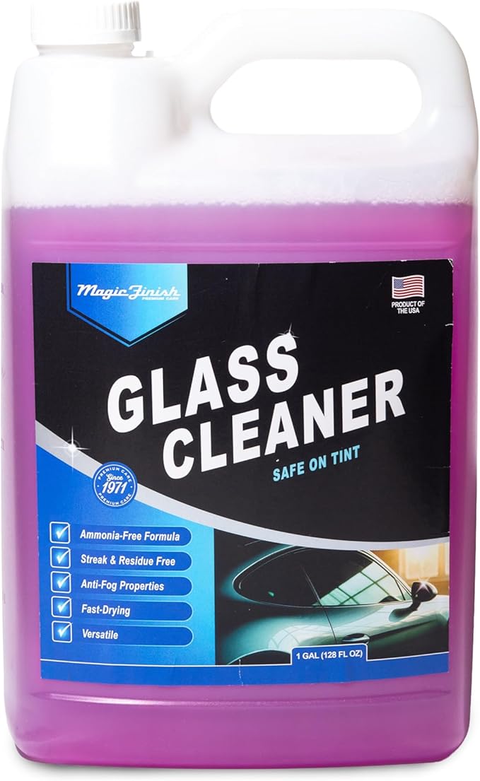 Magic Finish Car Glass Cleaner (1 Gallon) – Ammonia-Free Window Cleaner Spray for Interior & Exterior Auto Glass – Anti-Fog, 