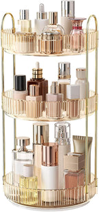 360° Rotating Makeup Organizer, Large Capacity Skincare Organizer, 3 Tier Cosmetic Skin Care Perfume Dresser Organizer, Fits 