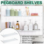 Lineshading 4 Pcs Pegboard Shelves, 12 x 5 Inch Metal Shelf Brackets Pegboard Tray Accessories Wall Organizer for Craft Room 