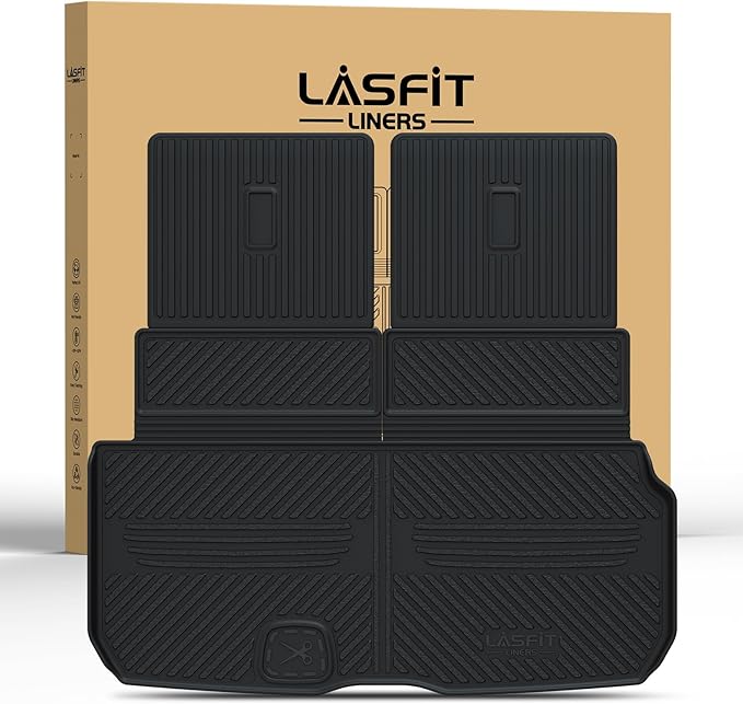 LASFIT Cargo Mat & Backrest Mat (3 Pieces) for Mercedes Benz GLS 450/580 /63 AMG 2026 2025 2024 2023 2022 2021 2020, All Weather TPE Cargo Liner Custom Fit GLS 2020-2026 Trunk Mat with Seatback