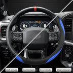 West Llama Customized Auto Car Steering Wheel Cover for Ford F-150, F-250, F-350, Expedition (Black+Blue)