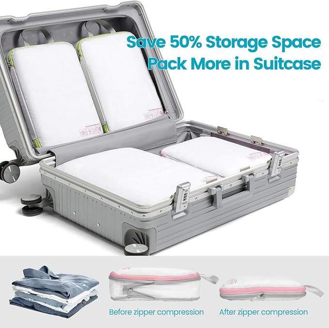 Cambond Compression Packing Cubes for Travel - Lightweight Expandable Travel Bags Luggage Organizers Travel Essentials Compre