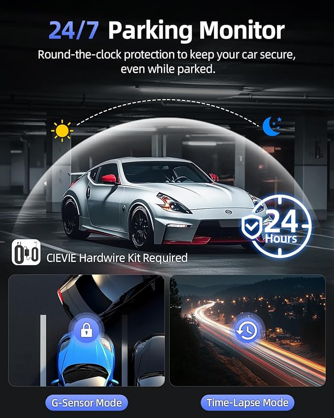 4K Dash Cam Front and Rear, 64GB SD Card, 1.5” IPS Display Car Camera, 5Ghz WiFi+App Control, Night Vision, 24H Parking Mode,