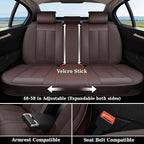 Coverado Rear Seat Covers for Cars, Brown Back Seat Protector, Back Seat Cover for Kids, 3-Pieces Waterproof Car Seat Cushion