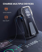 Portable Car Battery Jump Starter 6000A 21800mAh, Car Battery Jumper Starter Portable Jumper Cables for car(8.5L Gas/8.0L