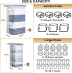 TAILI 6 Pack Vacuum Storage Bags, Cube Space Saver Bags Combo (3 Jumbo +3 Medium), Vacuum Seal Bags for Bedding, Clothing, Co