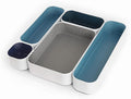 Three by Three Seattle 5 Piece Metal Organizer Tray Set for Storing Makeup, Stationery, Utensils, and More in Office Desk, Ki