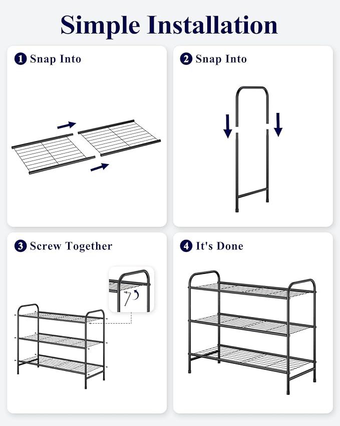 Kitsure Shoe Rack - Stainless Steel Shoe Organizer, Sturdy Shoe Rack for Closet and Front Door Entrance, Free Standing Shoe S