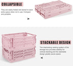 Plastic Baskets for Desk Organizing, Drawer Organizer, 2 Medium+2 Small Durable Folding Storage Crate for Home Kitchen Classr