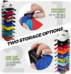 2 Pack Hat Organizer for Baseball Caps, Each Holds 18 Hats (36 Total), Customizable Wall Hat Rack, Adhesive or Screw-in Insta