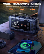 TREKURE 10-in-1 Car Battery Jump Starter Box with Jump Cables & Gloves for All Gas & 12L Diesel, 8000A Portable Battery
