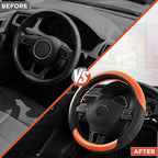 Road Comforts Steering Wheel Cover – Breathable Leather Steering Wheel Cover, Anti-Slip Grip, Universal Fit 14.5” to 15”, Hea