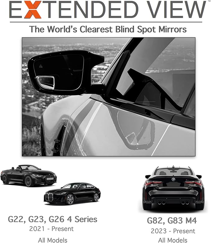 Blind Spot Mirrors- Compatible with BMW G22 430i, M440i Extended View (G83 M4 Convertible (2023 - Present)), Glass - 2 Piece Set (Left & Right)