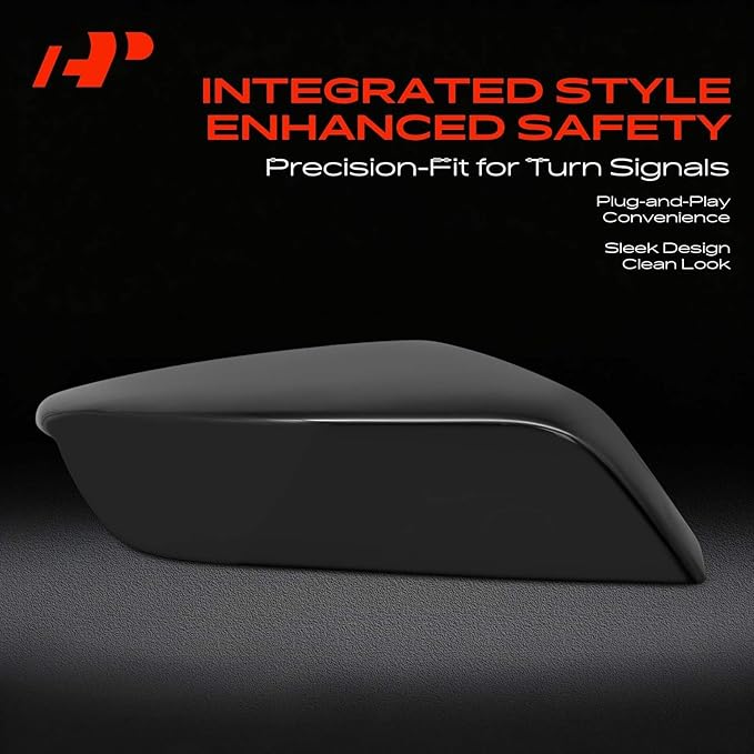 A-Premium Passenger Side Rearview Mirror Cover Cap - Compatible with Chevy Chevrolet Malibu 2016 2017 2018 2019 2020 2021 2022 2023 2024 2025 - Smooth Black