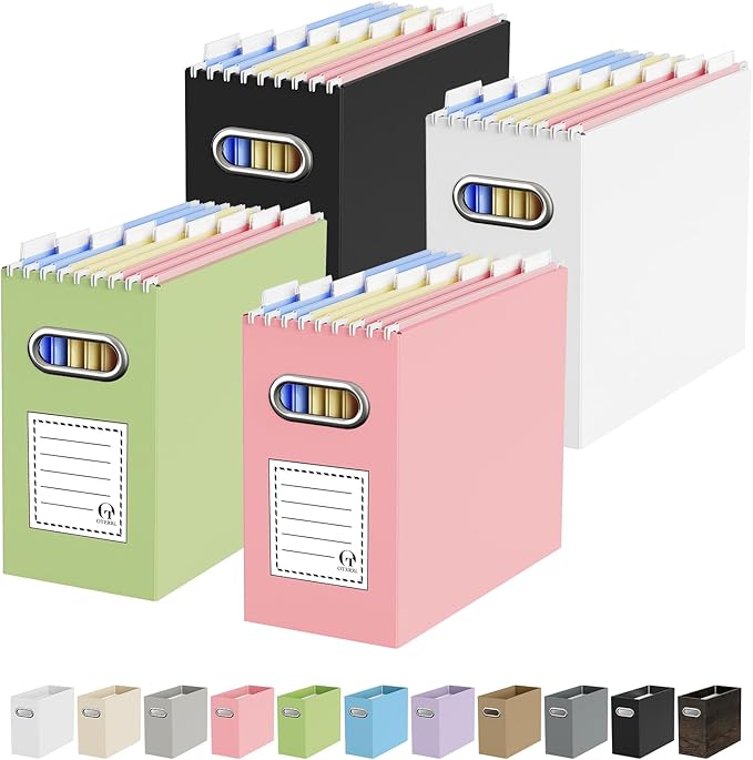 Oterri Cardboard File Organizer Box for Hanging File Folders Letter Size,File Box for Computer Desk,File Cabinet,Working Home