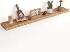 Floating Shelves for Wall Decor, 8" Deep Rustic Solid Elm Wood Floating Shelves Wall Mounted, Wall Shelves with Invisible Bra
