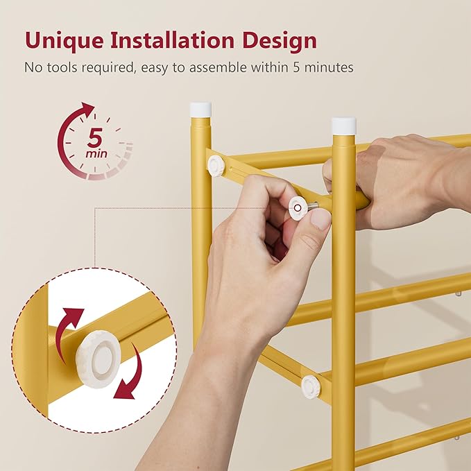 Tajsoon Expandable Shoe Rack for Closet 3 Tier, 28“-41“Adjustable & Stackable Shoe Shelf Storage, Metal Shoe Rack Organizer f