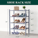 Smiry Bamboo Shoe Rack for Closet, 4 Tier Small Wooden Stackable Shoe Organizer, Free Standing Shoes Storage Shelf for Entryw