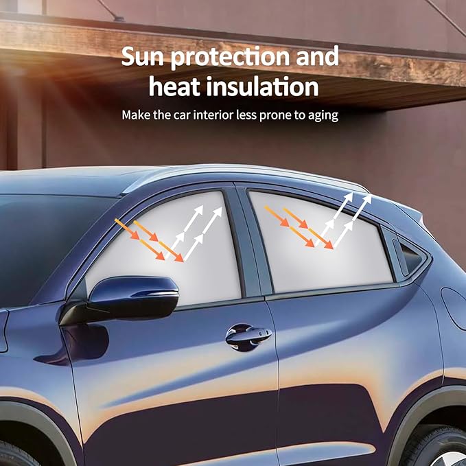 Silver Car Window Sun Shade - Side Thiken Curtain Magnetic 100% Block Light Car Window Covers with Cooler Feeling (Silver, D-Front-2pcs)