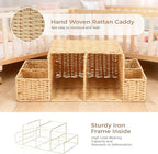 Diaper Caddy Organizer, Hand Rattan Nursery Storage Basket for Baby Essentials, Baby Changing Table Organizer Perfect Nursery