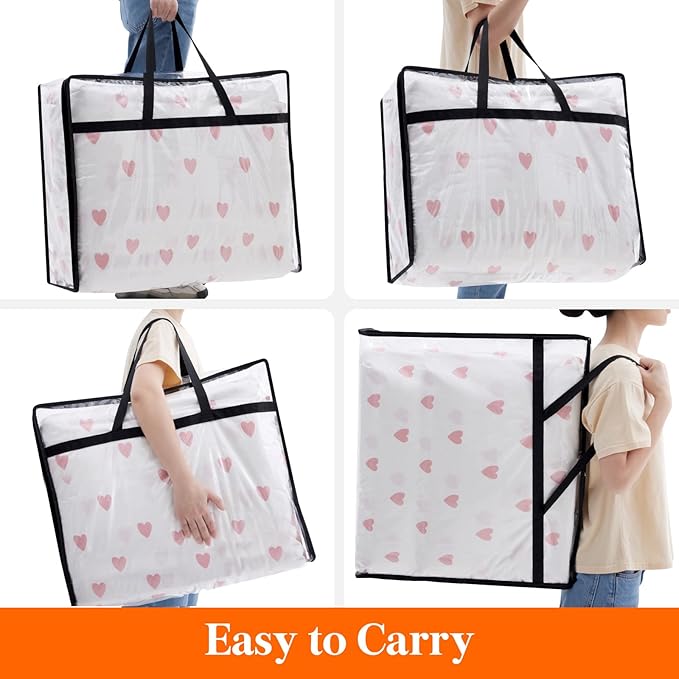 Lifewit 2 Pack Clear Clothes Storage Bags, 110L Plastic Blanket Storage Bag, Vinyl Foldable Moving Bags with Zipper, Closet O