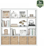 Furinno Cubicle Book Shelf, 16-Cube Bookshelf, Triple Thick Frame Cube Storage Organizer, 1.65" Bookcase, 15.4 x 57.4 x 56.9,