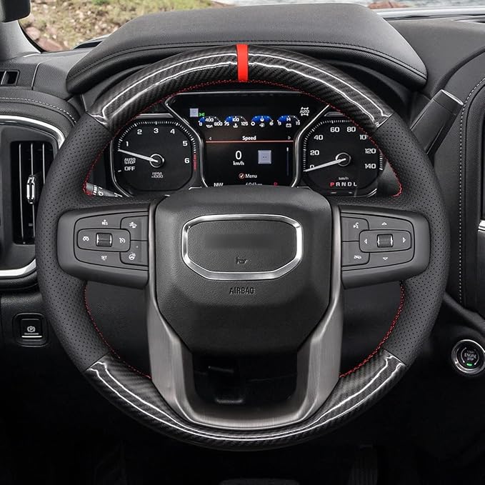 MEWANT Steering Wheel Cover for GMC Sierra Steering Wheel Cover for GMC Sierra 1500 / Sierra 1500 Limited/Sierra 2500 / Sierra 3500/ Yukon (XL) Hive Microfiber Leather