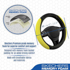 Skechers Steering Wheel Cover, Memory Foam Car Steering Wheel Cover,14.5-15inch Anti-Slip Safety Comfortable Desgin, Universa