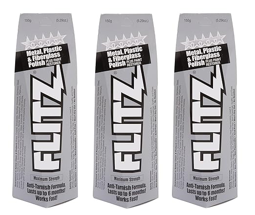 Flitz Metal Polish Paste - 5.29oz USA-Made Polish for Solid Chrome, Stainless Steel, & Aluminum - Non-Abrasive for Light Oxidation - Requires Manual Buffing - Not for Plated/Coated Surfaces (3 Pack)
