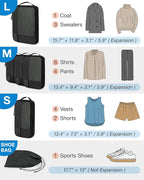 BAGSMART Compression Packing Cubes for Travel, 6 Set Packing Cubes for Carry on Suitcases, Compression Travel Cubes & Suitcas