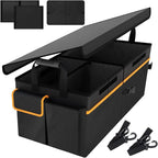 95L Car Trunk Organizer with 2 Tie-Down Straps&2 Removable Dividers|Foldable Cover,Multi-Compartment Collapsible Storage Box f