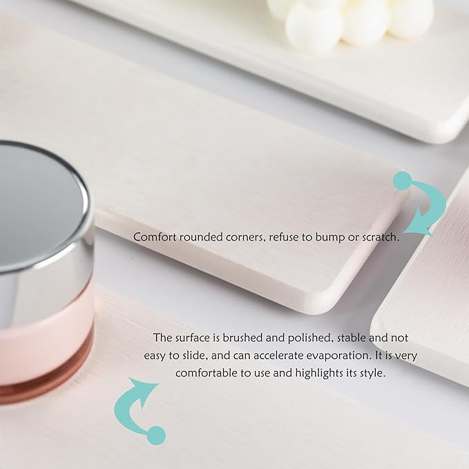 NiuYichee 2 Pcs Water Absorbing Stone Trays, Kitchen/Bathroom Sink Soap Dish, Diatomite Tray Used for Hand Soap & Cosmetic Bo