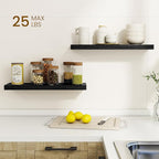 Dreamland 24Inch Floating Shelves for Wall, Rustic Wooden Black Floating Shelves for Bathroom|Bedroom|Kitchen, Deep Wall Moun