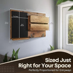 Flexzion Rustic Wood Entryway Mail Sorter Holder, Wall Mount Mudroom Storage Organizer with Blackboard Chalkboard Memo Board 